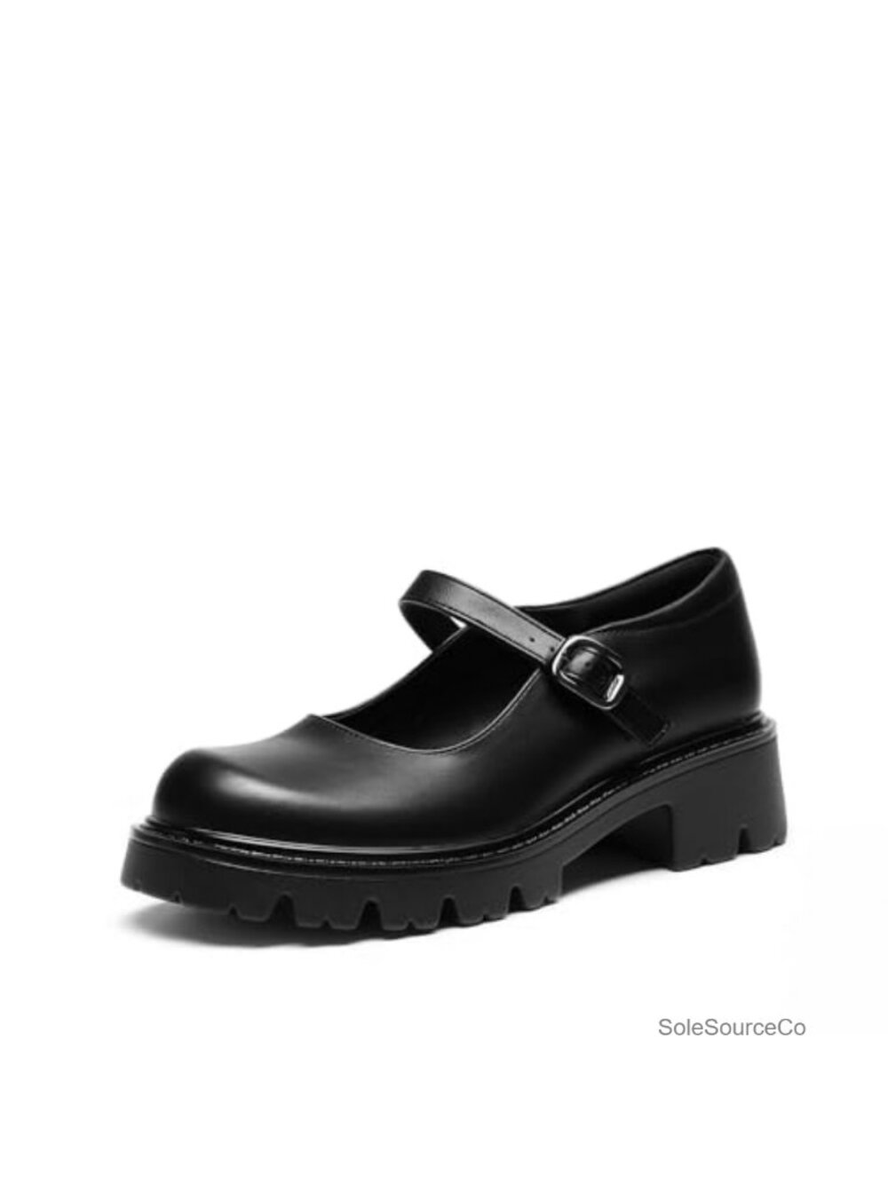 Mary Jane Platform Pumps Block Heel Closed Toe Faux Leather Women's Shoes